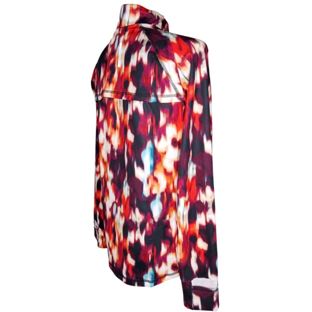 Xersion Womens Petite Medium PM Athletic Vented Running Top Abstract Thumb Holes - Picture 5 of 16